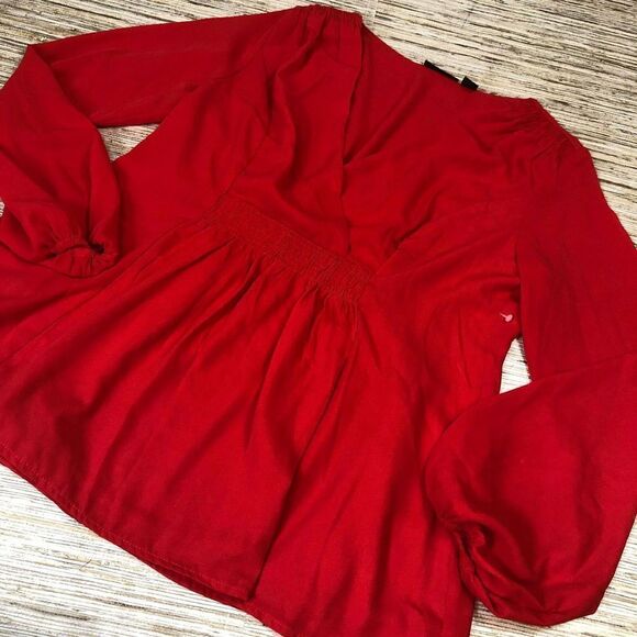 Z-83 Halogen Women's surplice v neck flowy boho blouse RED size M nwot - Picture 1 of 1